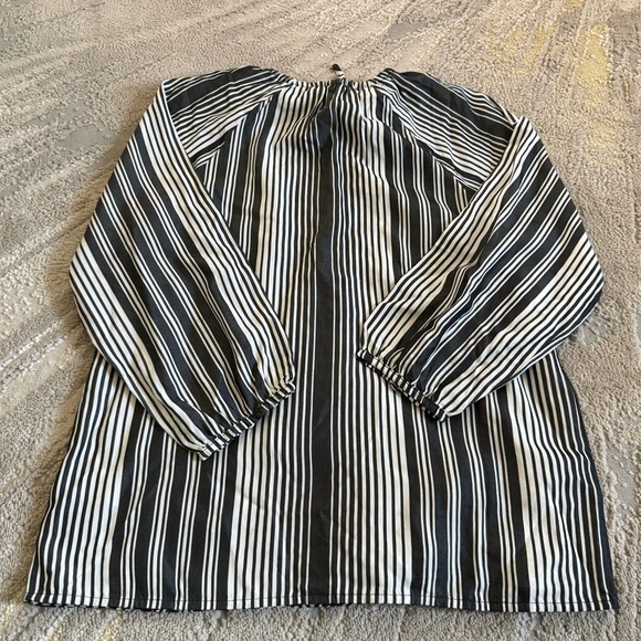 Everlane striped blouse shirt cream bone black button front tie tencel small - Picture 8 of 10